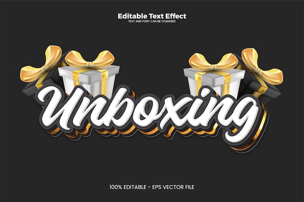 Unboxing editable text effect in modern trend style