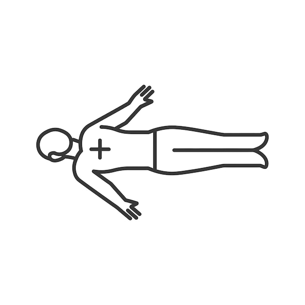 Vector unconscious man with injury minimalist line art icon logo symbol