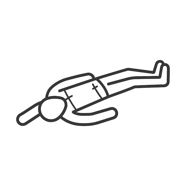 Vector unconscious man with injury minimalist line art icon logo symbol