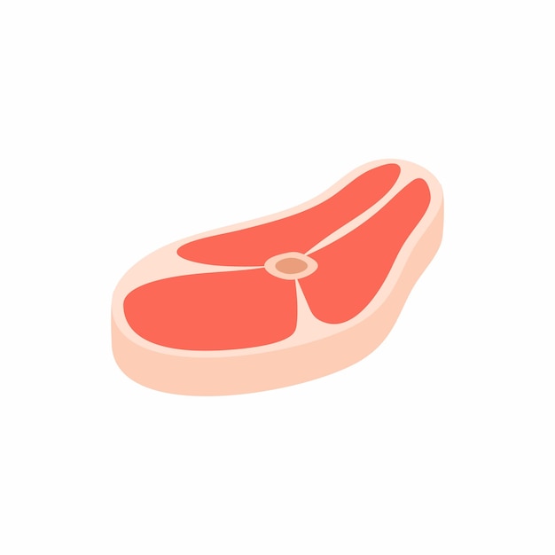 Uncooked steak icon in isometric 3d style isolated on white background Food symbol