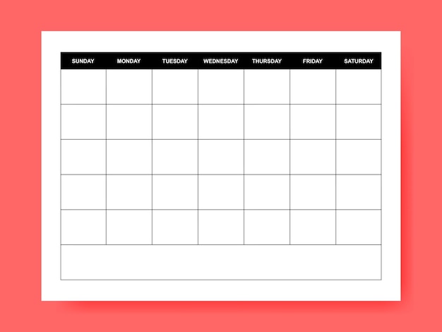 Undated monthly planner isolated on background. Vector illustration