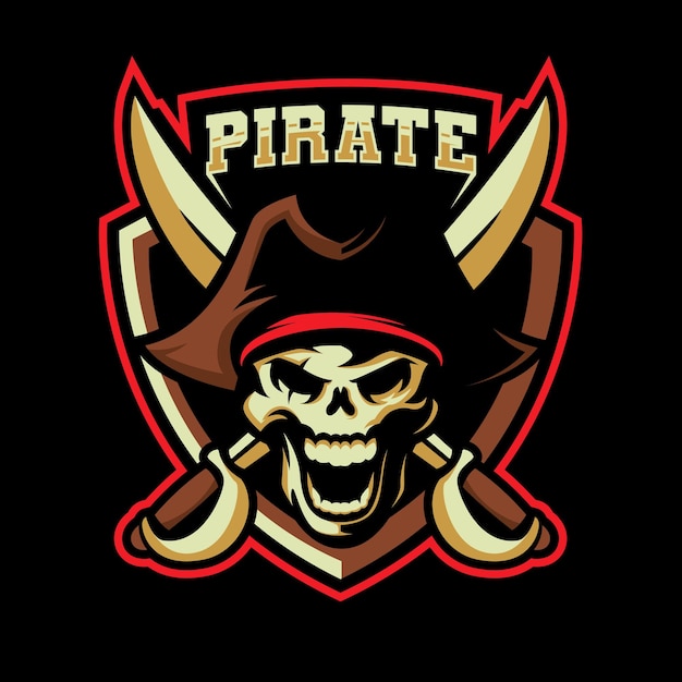 Undead pirate esports logo design. illustration of undead pirate mascot