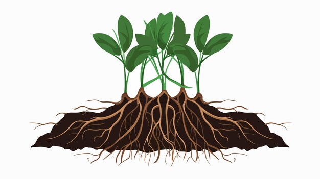 Vector underground plant root black icon cartoon