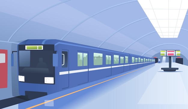 Underground train arrived at an empty metro station Subway interior Railway urban_ai_generated