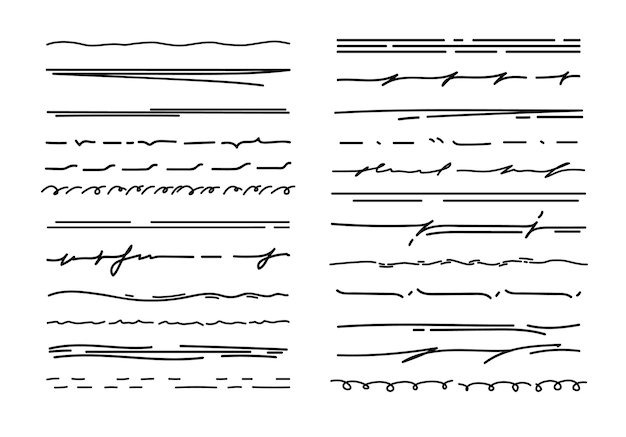 Underline scribble doodle lines pencil strokes