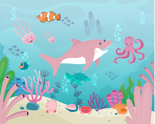 Undersea Pink Shark