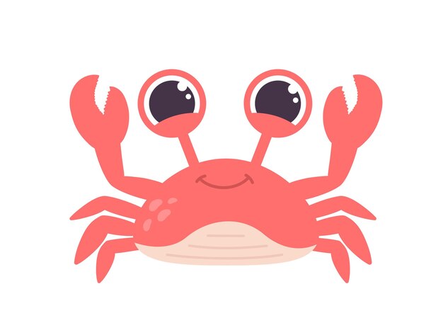 Vector underwater animal crab concept marine animal underwater world and fauna wild life biology and zoology educational materials cartoon flat vector illustration isolated on white background