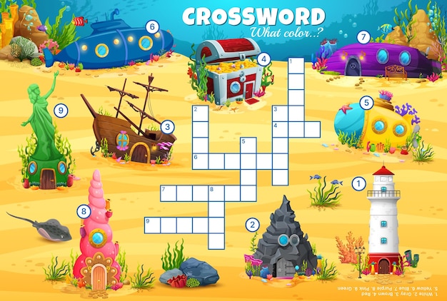 Underwater cartoon house buildings crossword game