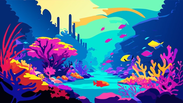 underwater coral reef vector illustration