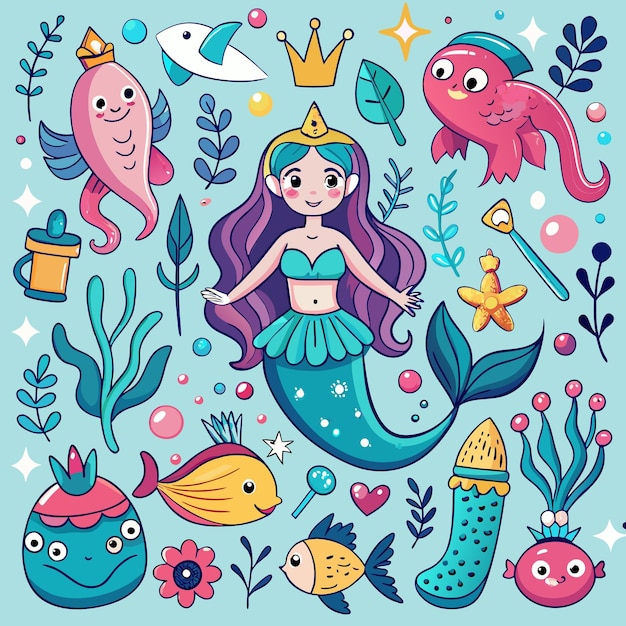 Underwater Fantasy Mermaid and Ocean Life