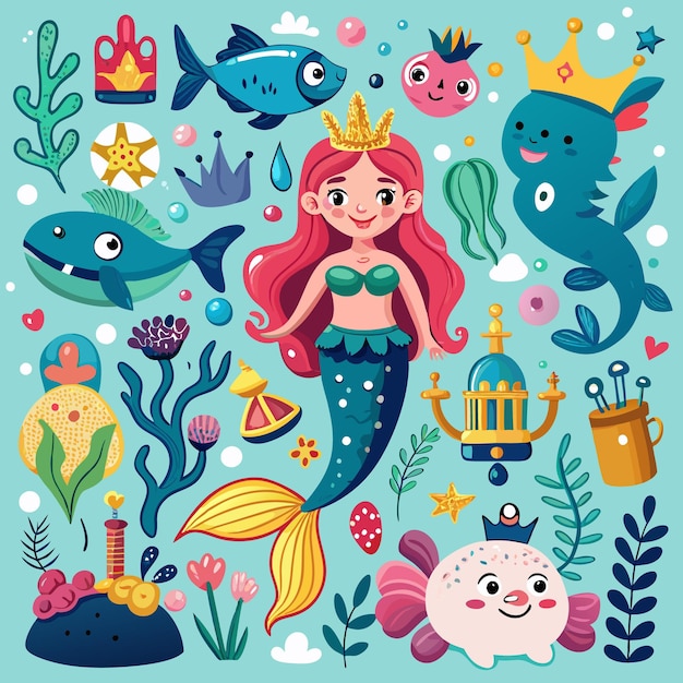 Underwater Fantasy Mermaid and Ocean Life