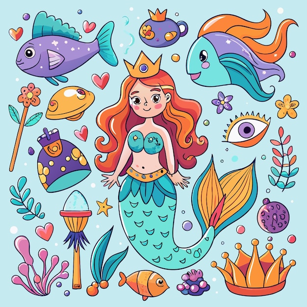 Underwater Fantasy Mermaid and Ocean Life