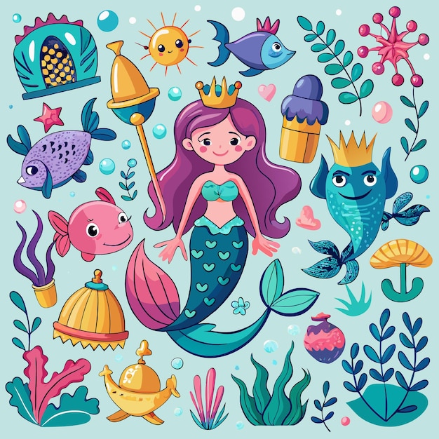 Underwater Fantasy Mermaid and Ocean Life