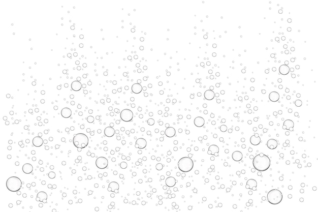 Underwater Fizzy sparkles. Realistic effervescent champagne drink, soda effect, oxygen.