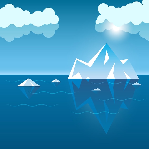 Vector underwater iceberg icon in flat style berg seascape vector illustration on isolated background antarctica ecology sign business concept