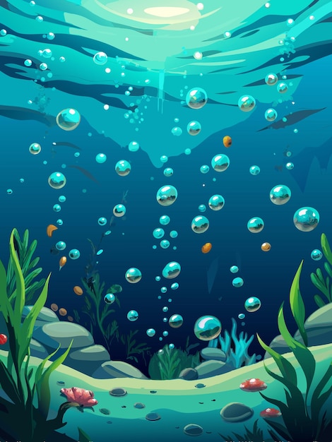 Vector a underwater scene with underwater world and underwater scene