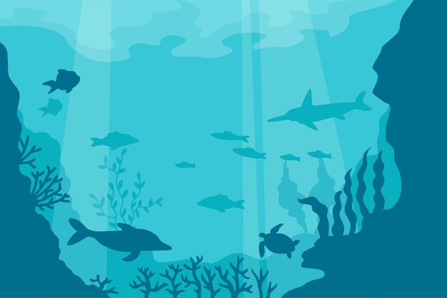 underwater vector illustration image clipart vectors underwater ocean scene deep blue water