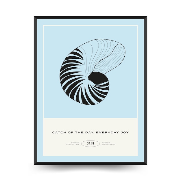 Underwater world ocean sea fish and shells vertical flyer or poster template