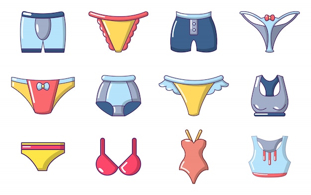 Underwear icon set. Cartoon set of underwear vector icons set isolated