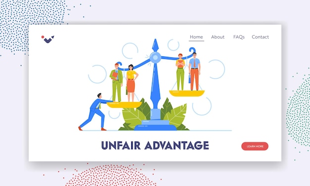 Unfair Advantage Landing Page Template Inequality Discrimination Fairness at Work and Career Ladder Business Concept