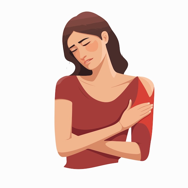 Vector unhappy woman arm pain vector illustration