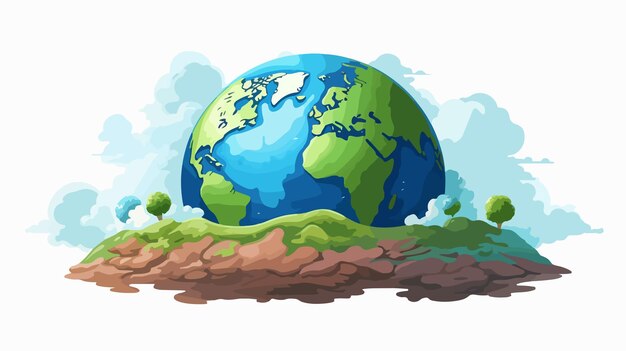 Unhealthy Earth Cartoon Vector Illustration