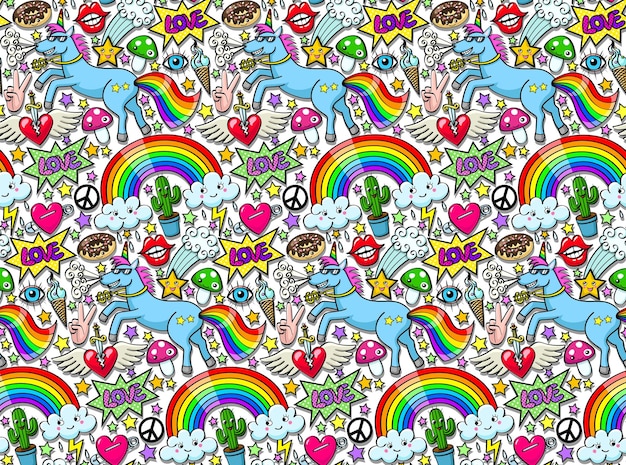 Unicorn background on a white background