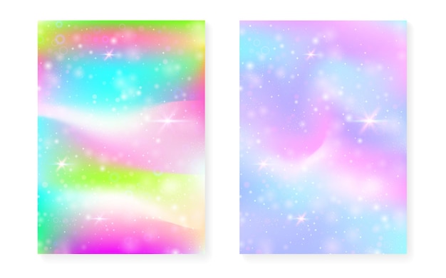 Unicorn background with kawaii magic gradient Princess rainbow