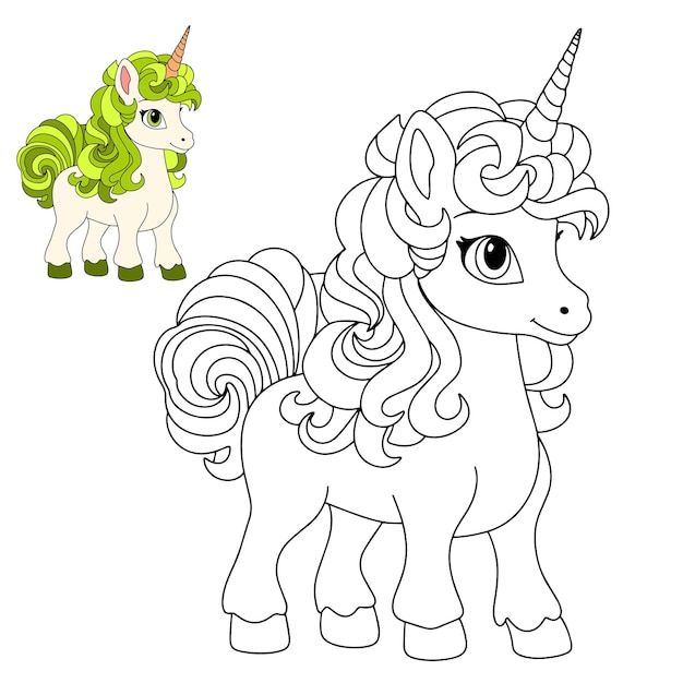 Unicorn coloring page Cute unicorn in doodle style isolated on white background Unicorn