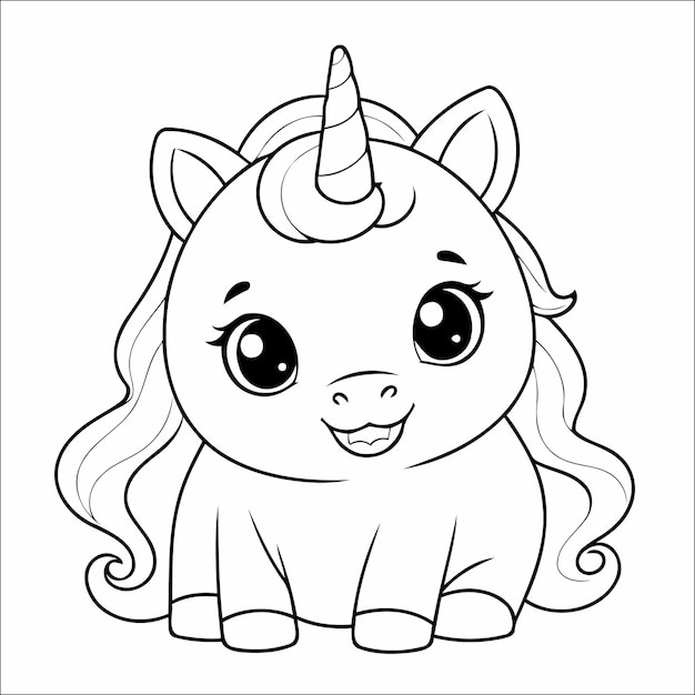 Unicorn Coloring Page Drawing For Kids