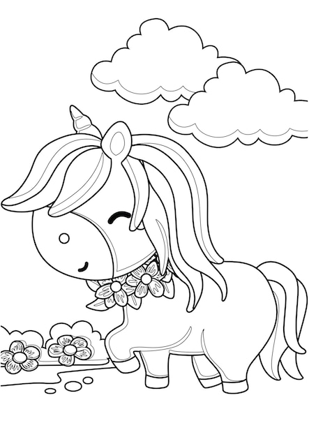 Unicorn coloring pages for kids and adult