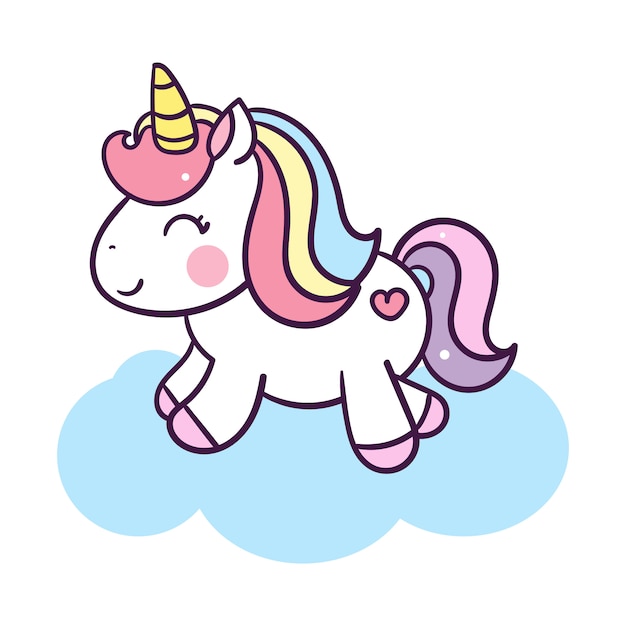 Unicorn cute cartoon illustration: series Illustration of very cute fairytale pony 