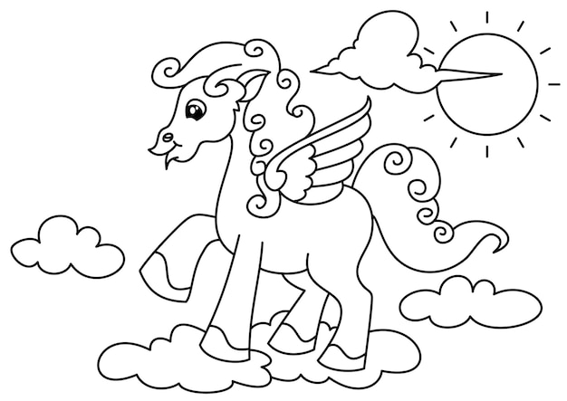 unicorn cute coloring page or book for kids