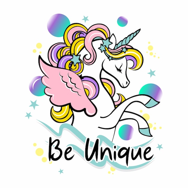 Vector unicorn cute illustration - card and shirt design