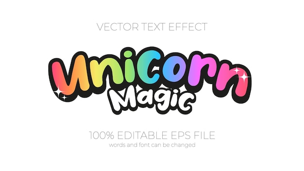 Unicorn editable text effect style EPS editable text effect