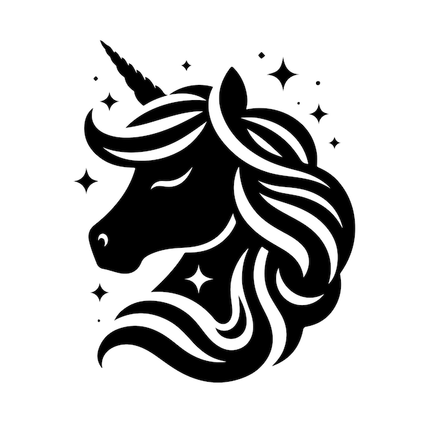 Vector unicorn face vector silhouette illustration