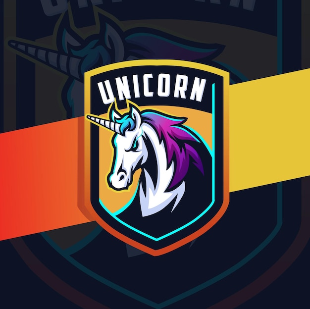 Unicorn horse mascot esport logo design character for gaming and sport logo