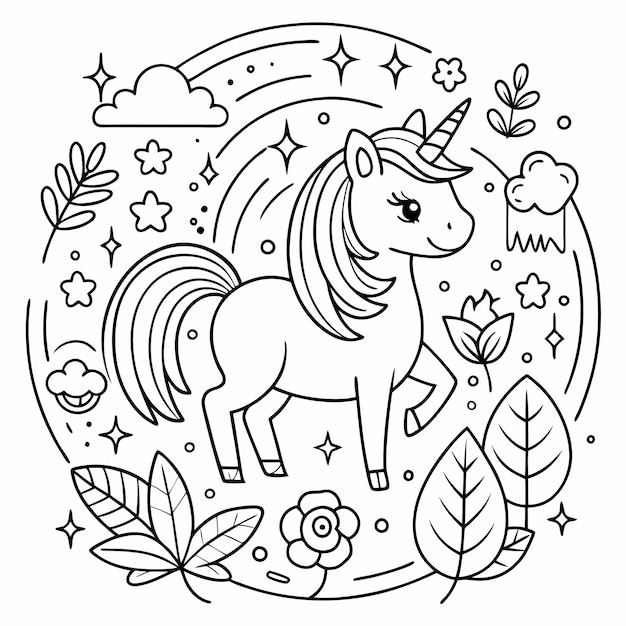 an unicorn is standing in a circle with the words unicorns on it