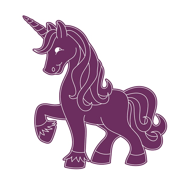 Unicorn kids coloring page vector blank printable black and white design