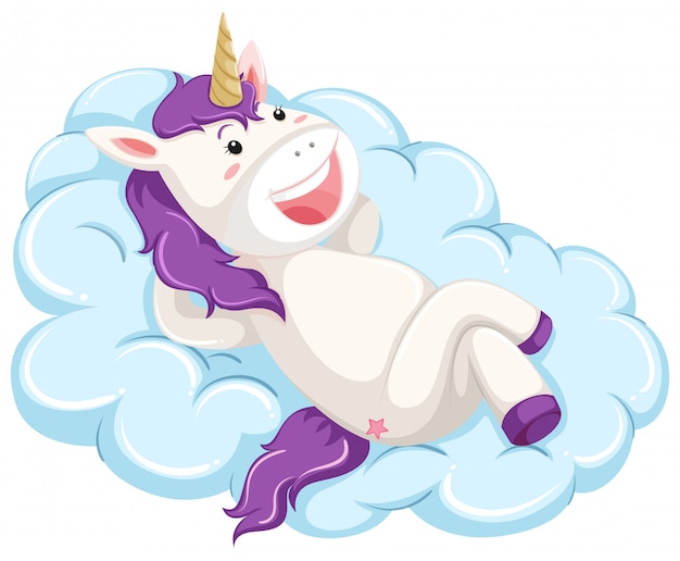 A unicorn lay on cloud