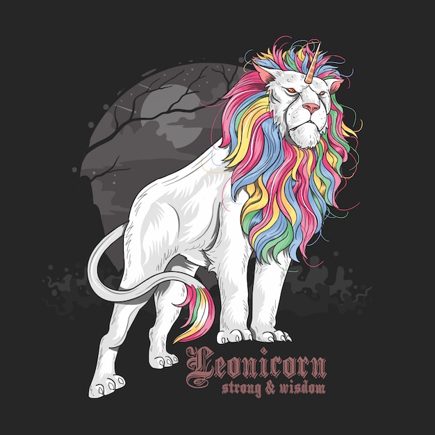 Unicorn Lion Full Colour rainbow