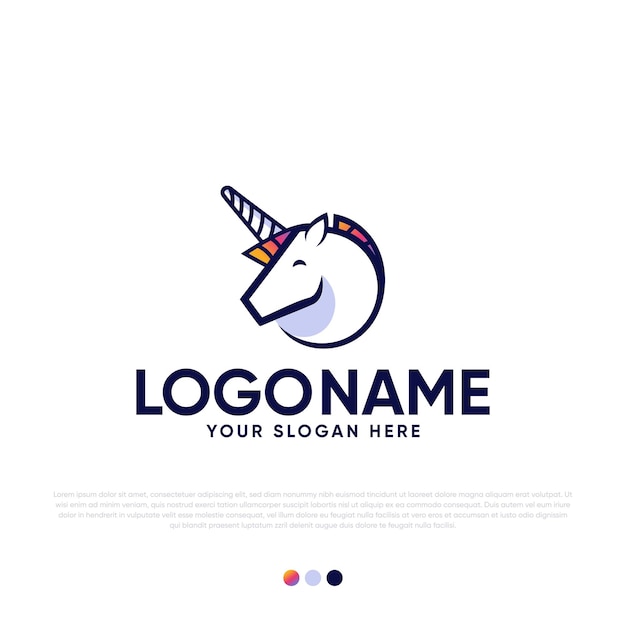 Unicorn Logo Design Premium Vector