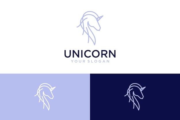 unicorn logo design with line art