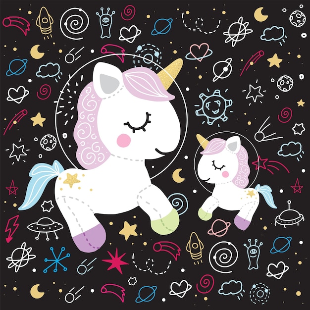 Unicorn pony pink girl black white portrait