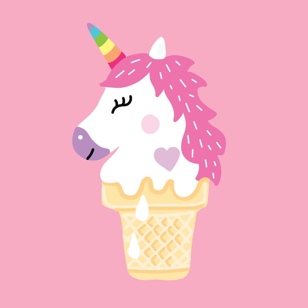 Unicorn rainbow ice cream queen white rainbow white triangle grey background horse hair