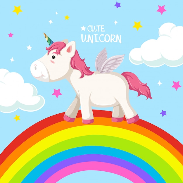 A unicorn on rainbow template