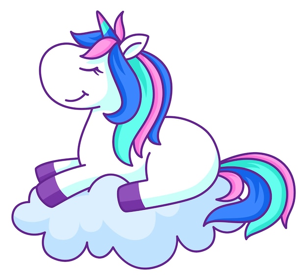 Unicorn rest on cloud Sweet dream cute animal