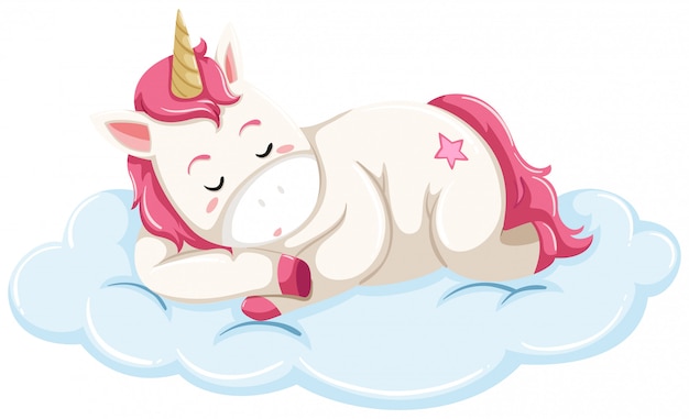 Unicorn sleeping on cloud