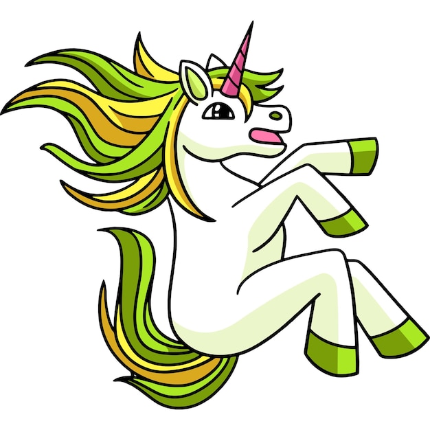 Unicorn Sliding Cartoon Colored Clipart