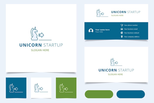 Unicorn startup logo design with editable slogan branding